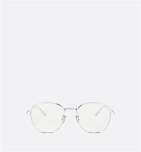 DiorBlackSuit S2U Silver Metal Square Glasses with Blue Light 